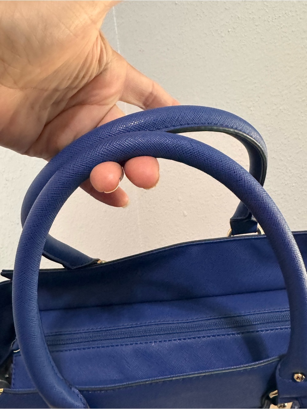 Aldo Royal Blue Structured Tote with Gold Accents - Picture 2 of 16